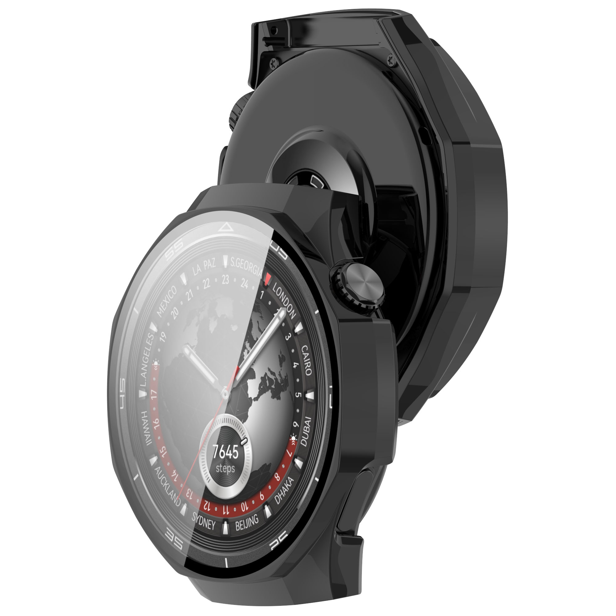 Etui ze szkłem do zegarka Bizon Case Watch Adamo do Huawei Watch GT 5 Pro 46 mm, srebrne matowe